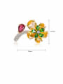 thumb Copper Cubic Zirconia Multi Color Flower Luxury Brooch 3