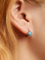 thumb 925 Sterling Silver Turquoise Geometric Vintage Huggie Earring 1