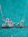 thumb Sterling Silver Moissanite Letter Love Dainty Necklace 0