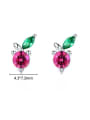 thumb 925 Sterling Silver Cubic Zirconia Friut Cherry Cute Stud Earring 2