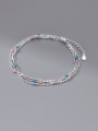thumb 925 Sterling Silver Geometric Trend Double Layer Chain Strand Bracelet 0