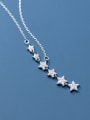 thumb 925 Sterling Silver Cubic Zirconia Star Minimalist Lariat Necklace 0
