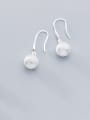 thumb 925 Sterling Silver With Platinum Plated Minimalist  Round Ball Hook Earrings 1