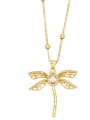 thumb Brass Cubic Zirconia  Vintage Dragonfly Pendant  Necklace 1