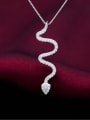 thumb 925 Sterling Silver Cubic Zirconia Snake Minimalist Necklace 0