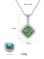 thumb 925 Sterling Silver Opal Multi Color Simple square pendant  Necklace 4