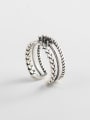 thumb 925 Sterling Silver Cubic Zirconia Geometric Vintage Stackable Ring 4