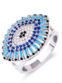 thumb Brass Cubic Zirconia Evil Eye Statement Cocktail Ring 2