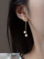 thumb 925 Sterling Silver Imitation Pearl Flower Minimalist Drop Earring 1