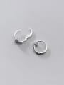 thumb 925 Sterling Silver Cubic Zirconia Geometric Minimalist Huggie Earring 3