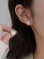 thumb 925 Sterling Silver Imitation Pearl Heart Minimalist Stud Earring 2