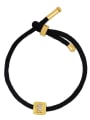thumb Brass Cubic Zirconia square  Letter Minimalist Adjustable Bracelet 0
