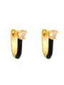 thumb Brass Multi Color Enamel Heart Vintage Huggie Earring 4