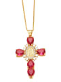 thumb Brass Cubic Zirconia Cross Vintage Regligious Necklace 2