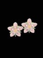 thumb Brass Cubic Zirconia Flower Trend Stud Earring 0