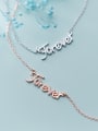 thumb 925 Sterling Silver Rhinestone White Letter Cute Necklace 4