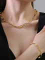 thumb Brass Hollow chain Hip Hop Geometric  Braclete and Necklace Set 1