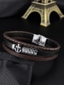 thumb Titanium Steel Leather Anchor Hip Hop Wristband Bracelet 1