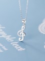 thumb 925 Sterling Silver Simple fashion notes diamond pendant Necklace 0
