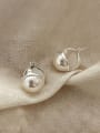 thumb 925 Sterling Silver Imitation Pearl Round Vintage Huggie Earring 0