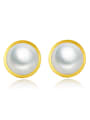 thumb 925 Sterling Silver Imitation Pearl Round Minimalist Stud Earring 0