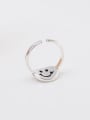 thumb 925 Sterling Silver Geometric Vintage Smiley Band Ring 4