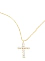 thumb Brass Imitation Pearl Cross Trend Regligious Necklace 4