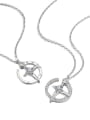 thumb 925 Sterling Silver Cubic Zirconia Star Moon Minimalist Necklace 0