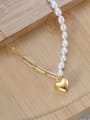 thumb 925 Sterling Silver Freshwater Pearl Heart Minimalist Asymmetrical Chain Necklace 4
