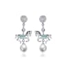 thumb 925 Sterling Silver Freshwater Pearl White Horse Trend Drop Earring 0