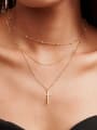 thumb 925 Sterling Silver Bead Cross Minimalist Multi Strand Necklace 1