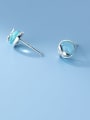 thumb 925 Sterling Silver Cats Eye Round Minimalist Stud Earring 0