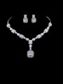 thumb Brass Cubic Zirconia  Luxury Geometric Earring and Necklace Set 0