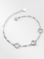 thumb 925 Sterling Silver Cubic Zirconia Heart Minimalist Link Bracelet 1