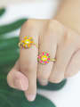 thumb Brass Enamel Smiley Flower Minimalist Band Ring 1