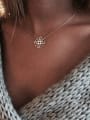 thumb 925 Sterling Silver Simple Hollow Round Flower Pendant Necklace 1