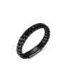 thumb Stainless steel Artificial Leather Weave Hip Hop Band Bangle 0