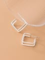 thumb 925 Sterling Silver Simple lines geometric square double layer Stud Earring 4