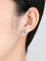 thumb 925 Sterling Silver Rhinestone Round Minimalist Stud Earring 1