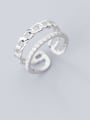 thumb 925 Sterling Silver Minimalist Diamond personality chain double layer Free Size Ring 1