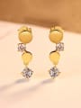 thumb 925 Sterling Silver Rhinestone Smooth Round Trend Drop Earring 2