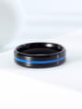 thumb Titanium Enamel Blue Round Minimalist Band Ring 0