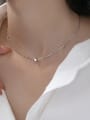 thumb 925 Sterling Silver Round Minimalist Asymmetrical  Chain Necklace 1