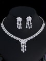 thumb Tassel Brass Cubic Zirconia Statement Earring and Necklace Set 3