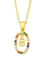 thumb Brass Cubic Zirconia Letter Vintage Oval Pendant Necklace 1