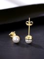 thumb 925 Sterling Silver Imitation Pearl Round Minimalist Stud Earring 3