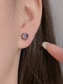 thumb 925 Sterling Silver Cubic Zirconia Square Vintage Stud Earring 1
