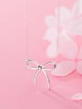 thumb 925 sterling silver simple smooth Bow Pendant Necklace 2