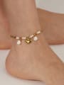 thumb Stainless steel Imitation Pearl Heart Hip Hop  Anklet 1