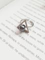 thumb 925 Sterling Silver impression pearl triangle free size Ring 1